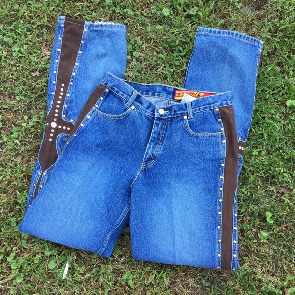 Lawman western jeans w/ studs & cross Sz 7 - Picture 1 of 5